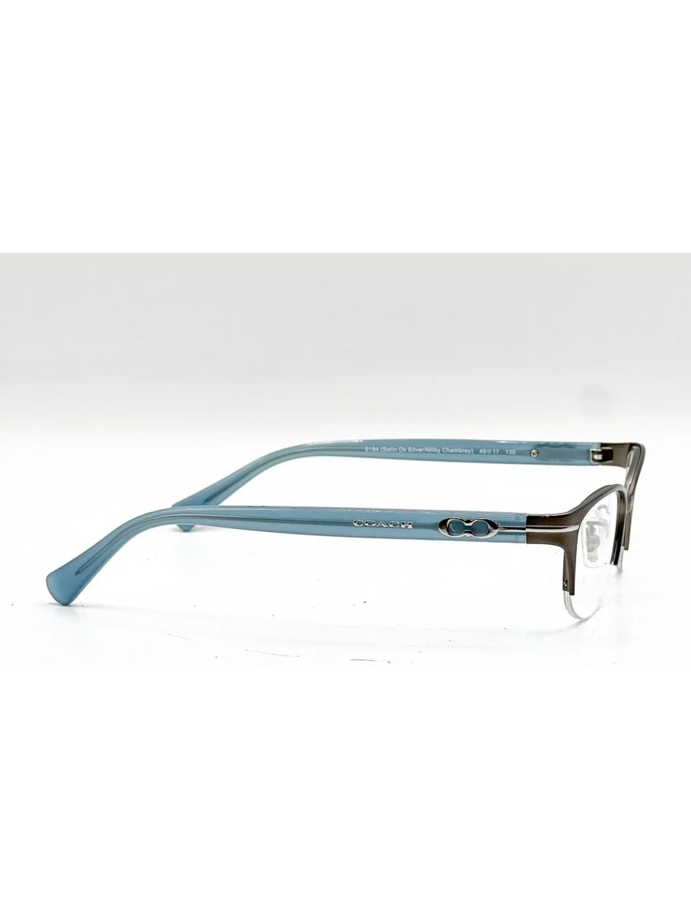 Coach Hc 5058 9194 Satin Dark Silver/Milky Chambray Eyeglasses 49-17-135